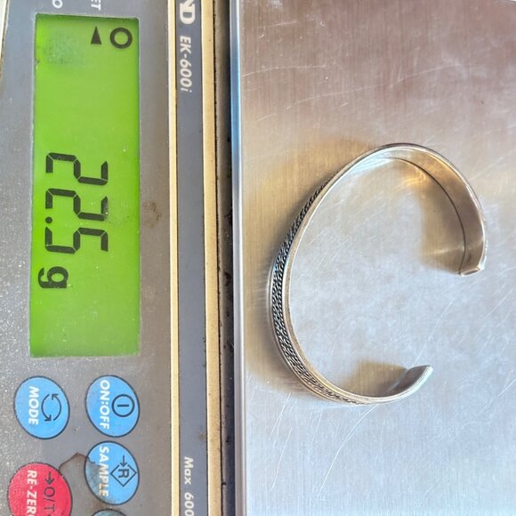 VTG Sterling Silver 925 Intricate Textured Open Cuff Bracelet Size 7.5" Fit - Picture 10 of 10